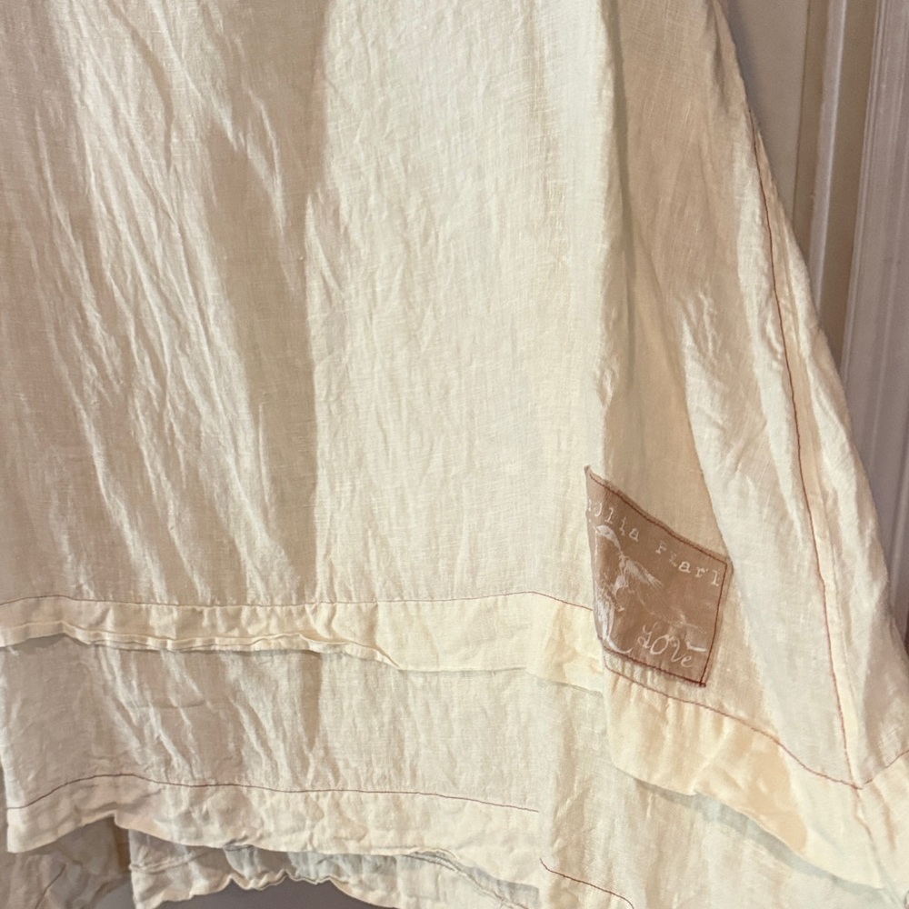 Vintage Magnolia Pearl sheer linen Cream Long Sleeve Dress - Picture 7 of 10